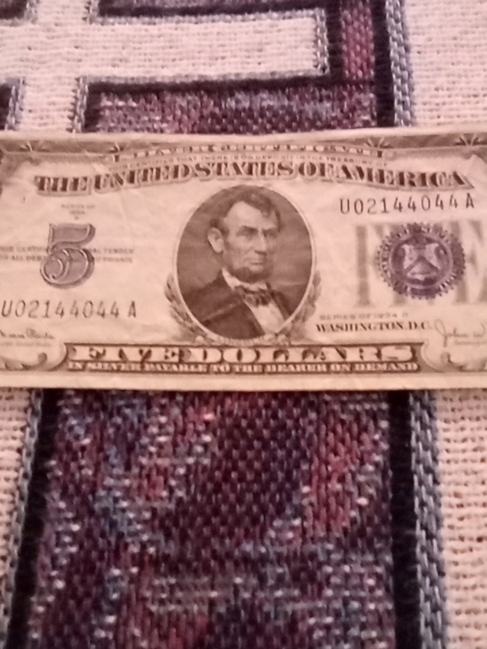 Vintage Style 1934 $5.00 Silver Certificate